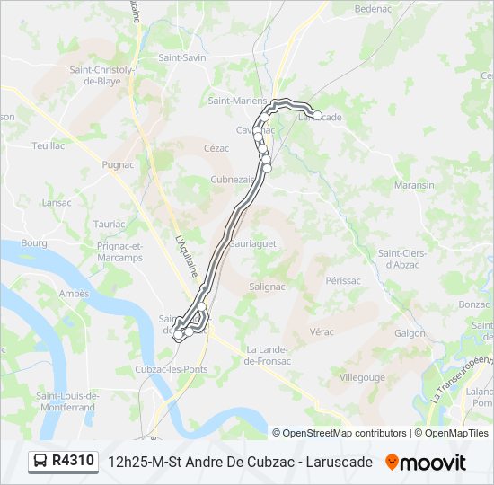 Plan de la ligne R4310 de bus