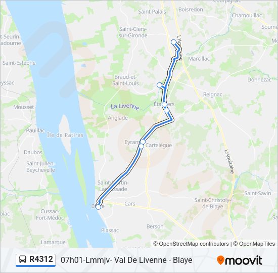 Plan de la ligne R4312 de bus