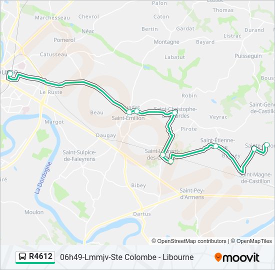 Plan de la ligne R4612 de bus