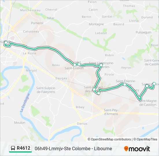 Plan de la ligne R4612 de bus