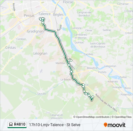 Plan de la ligne R4810 de bus