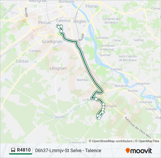 Plan de la ligne R4810 de bus