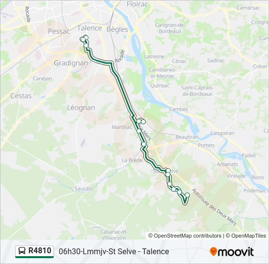 Plan de la ligne R4810 de bus