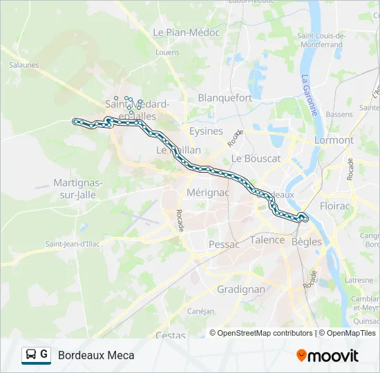 Plan de la ligne G de bus
