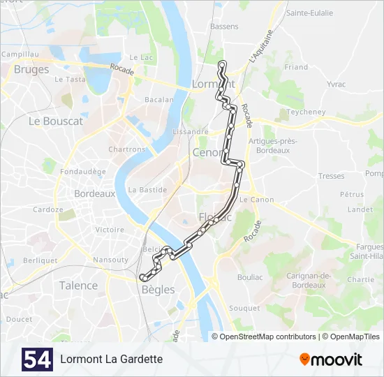 54 Bus Line Map