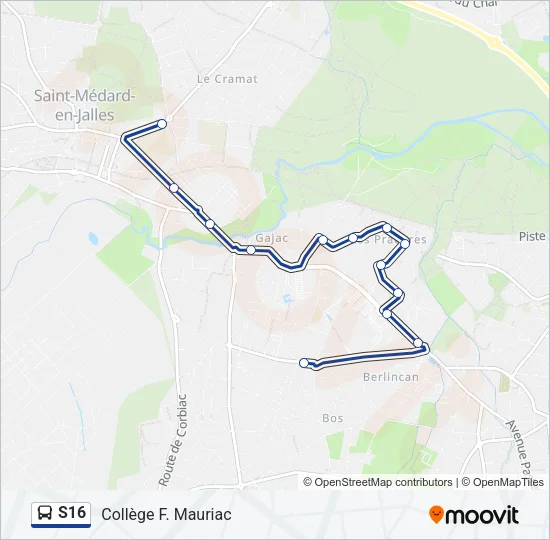 S16 Bus Line Map