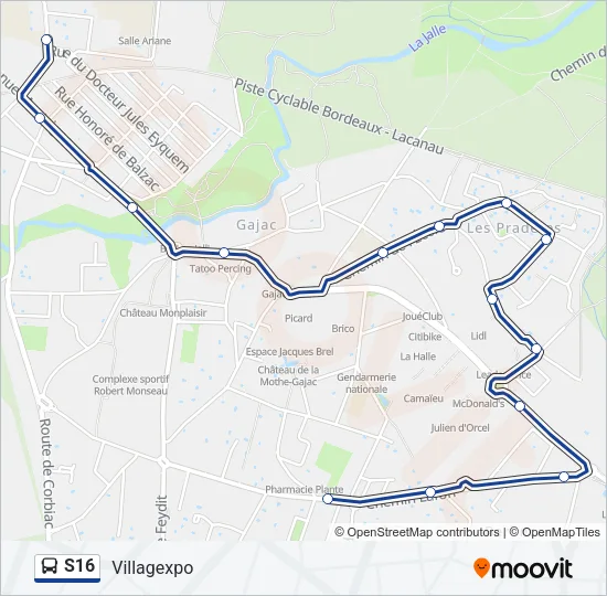 S16 Bus Line Map