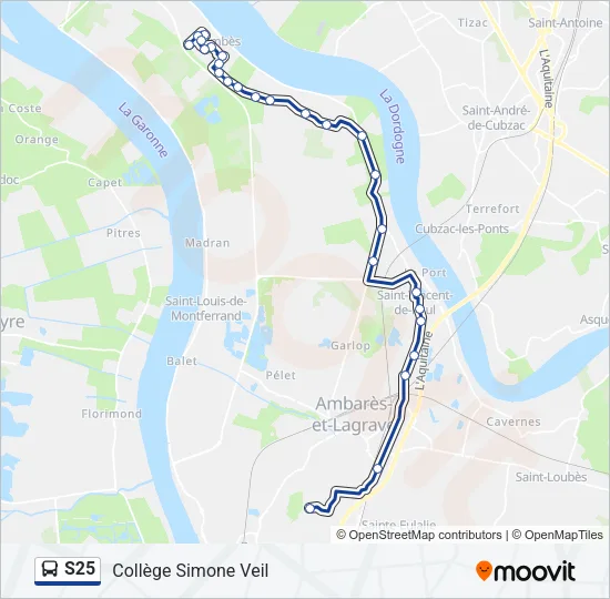 S25 Bus Line Map