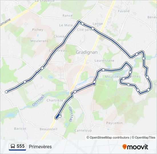 S55 Bus Line Map