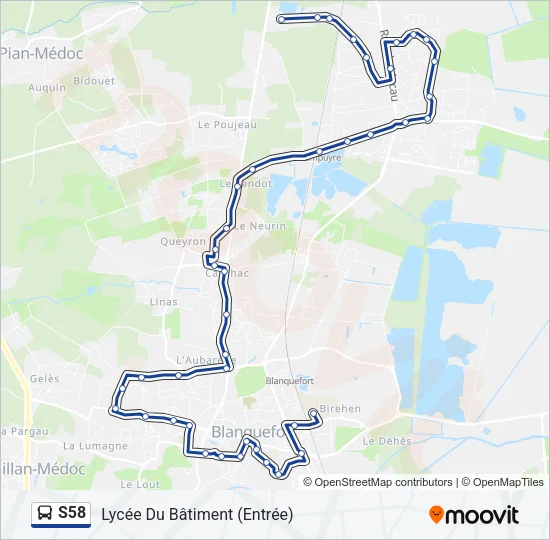 S58 Bus Line Map