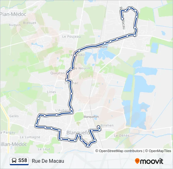 S58 Bus Line Map