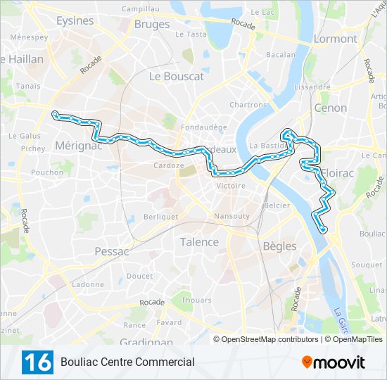 Plan de la ligne 16 de bus