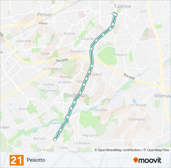 Plan de la ligne 21 de bus