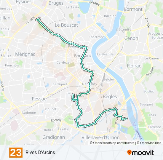 Plan de la ligne 23 de bus