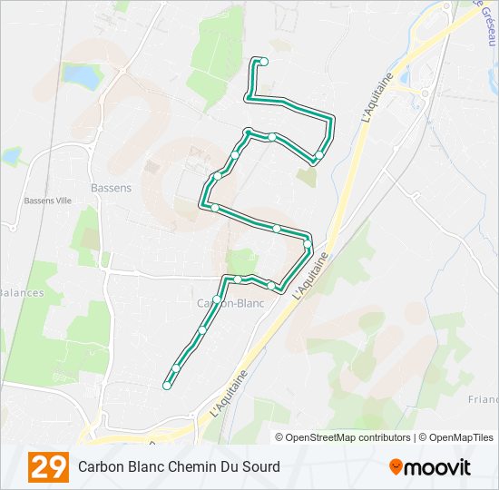 Plan de la ligne 29 de bus