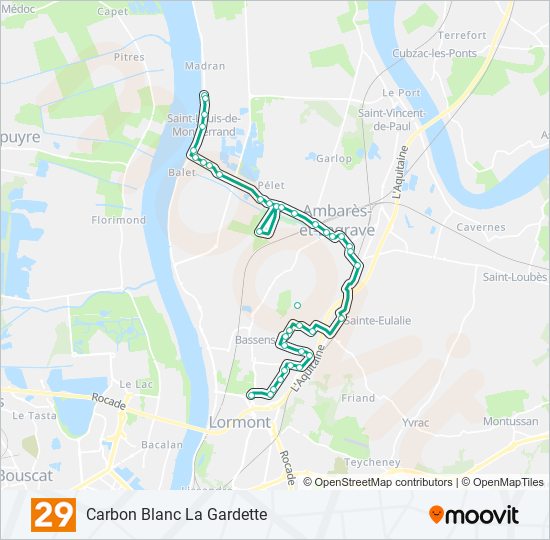 Plan de la ligne 29 de bus