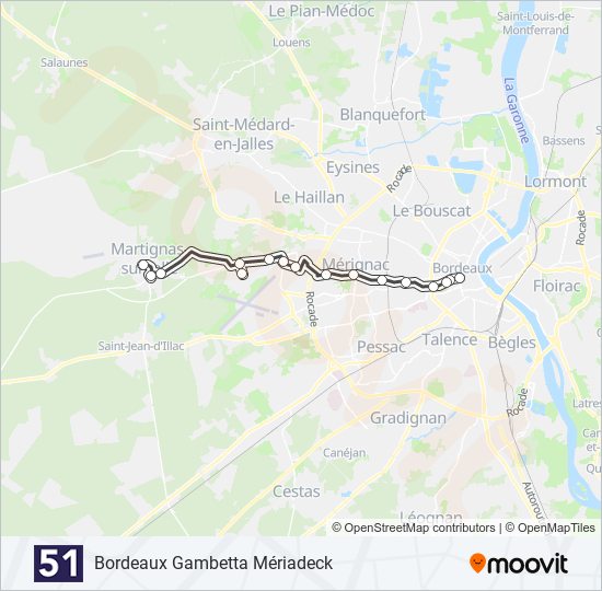 Plan de la ligne 51 de bus