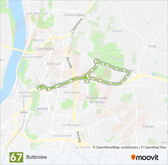 Plan de la ligne 67 de bus