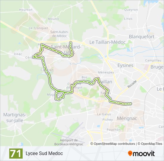 Plan de la ligne 71 de bus