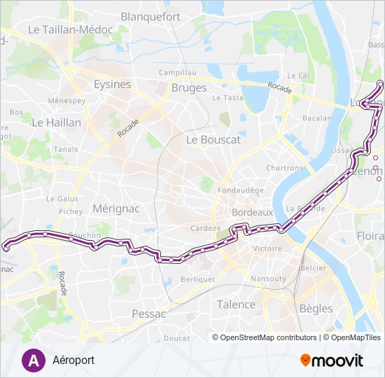 Plan de la ligne A de tram