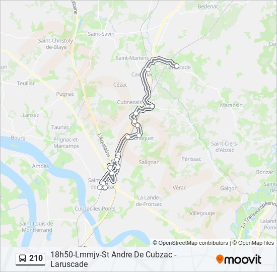 Plan de la ligne 210 de bus