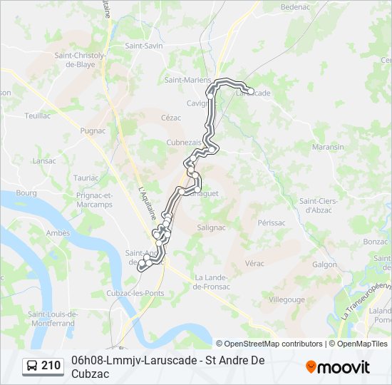 Plan de la ligne 210 de bus