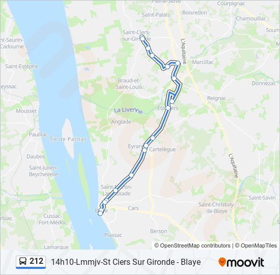 Plan de la ligne 212 de bus