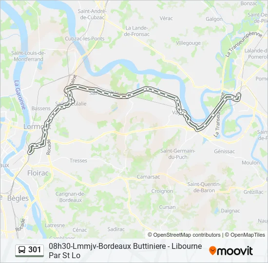 301 Bus Line Map