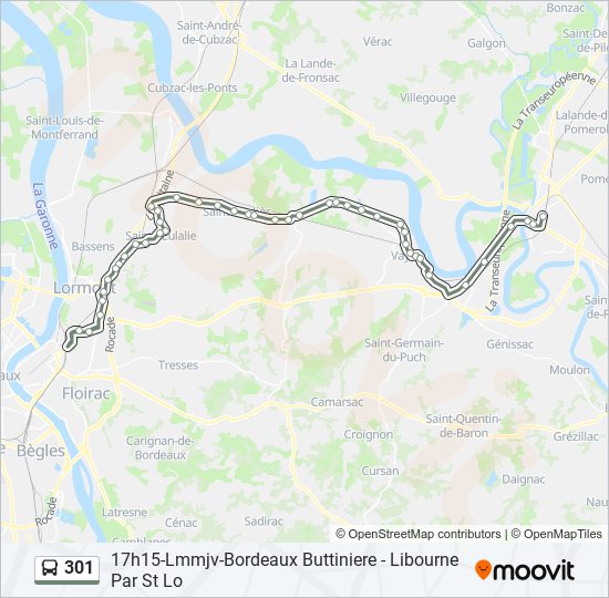 Plan de la ligne 301 de bus