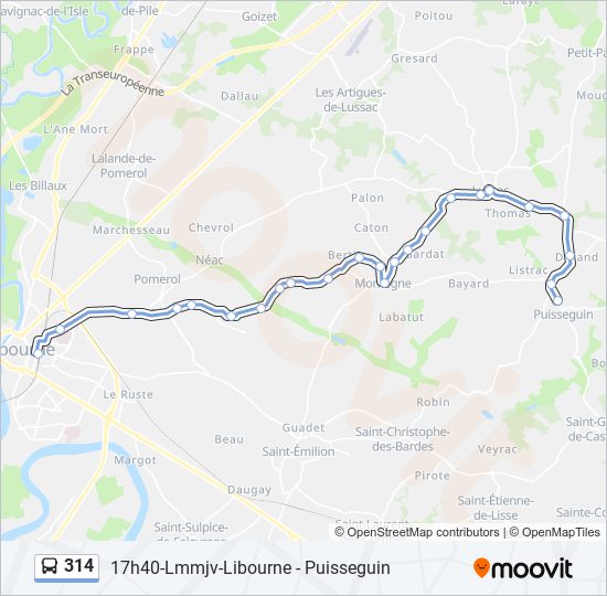 Mapa de 314 de autobús