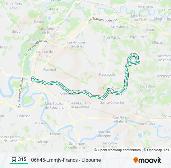 315 Bus Line Map