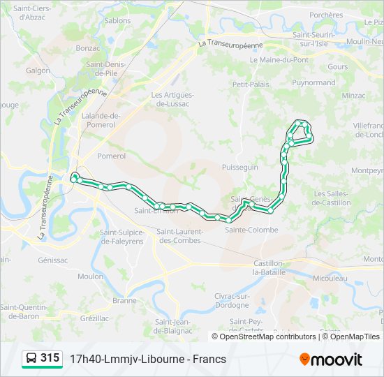 Plan de la ligne 315 de bus