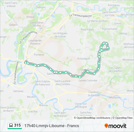 315 Bus Line Map