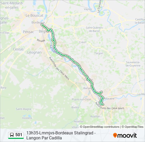 Plan de la ligne 501 de bus