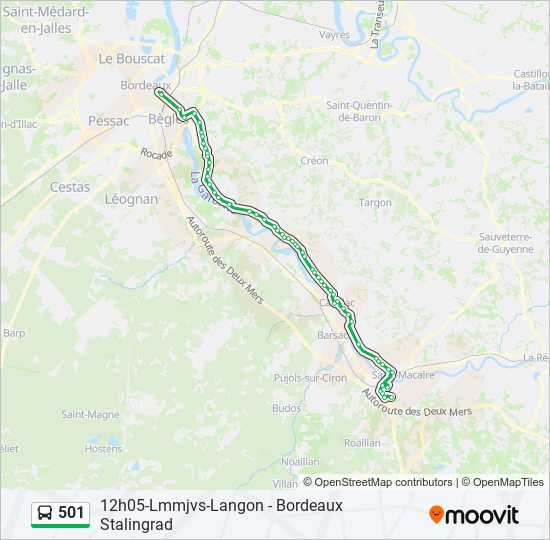 Plan de la ligne 501 de bus