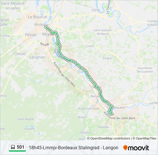 Mapa de 501 de autobús