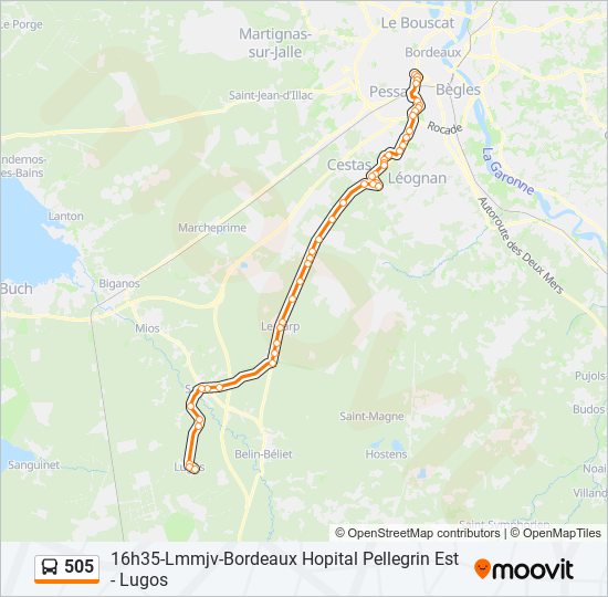 Plan de la ligne 505 de bus