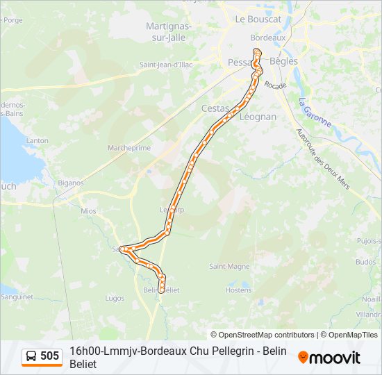 Plan de la ligne 505 de bus