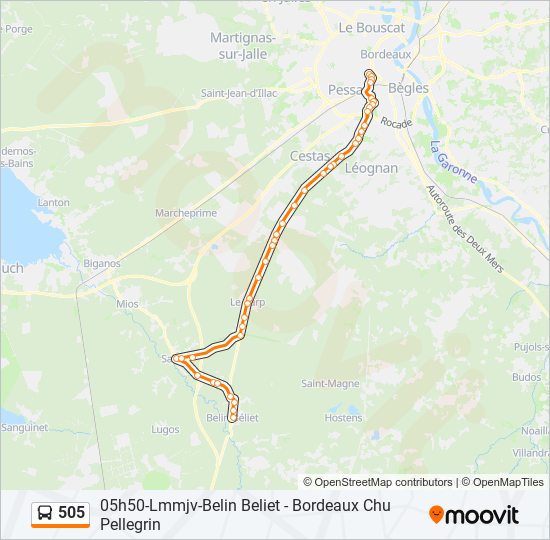 Mapa de 505 de autobús