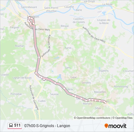 511 bus Line Map