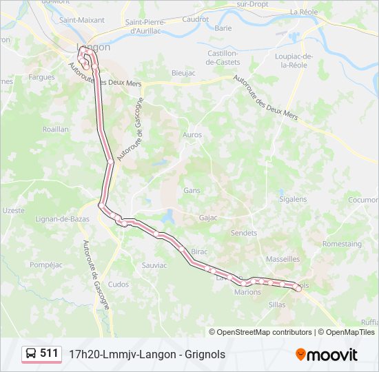 511 bus Line Map