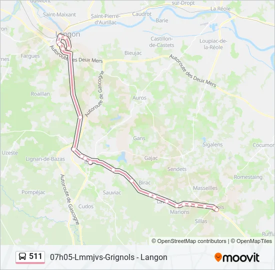 511 Bus Line Map