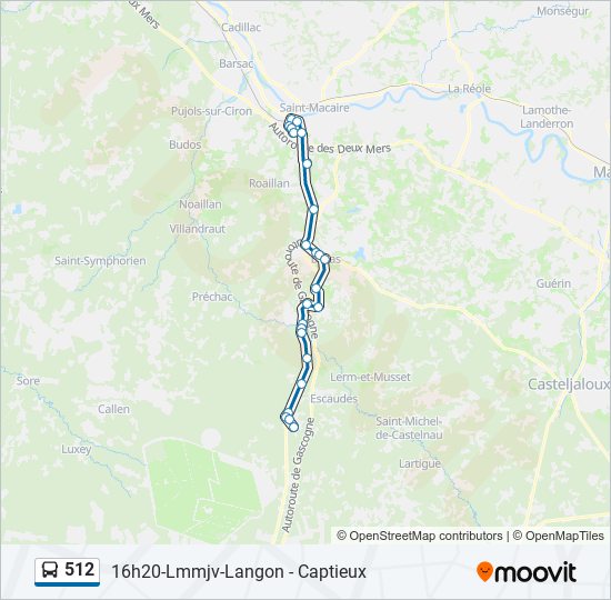 Plan de la ligne 512 de bus