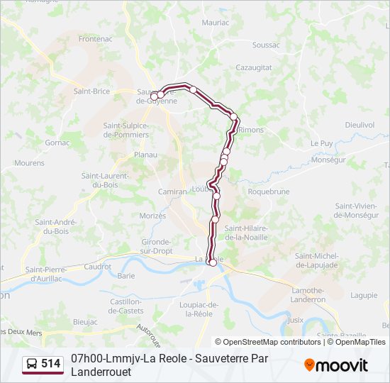 514 bus Line Map