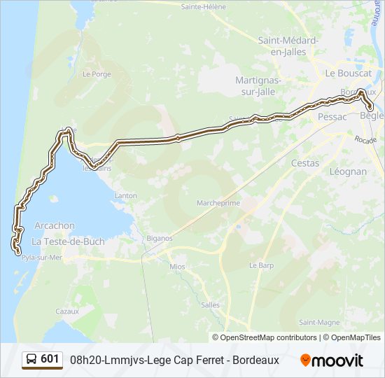 Plan de la ligne 601 de bus