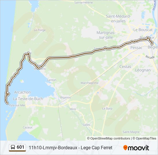 601 bus Line Map