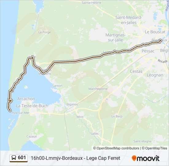 Plan de la ligne 601 de bus