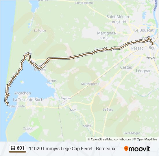 Mapa de 601 de autobús