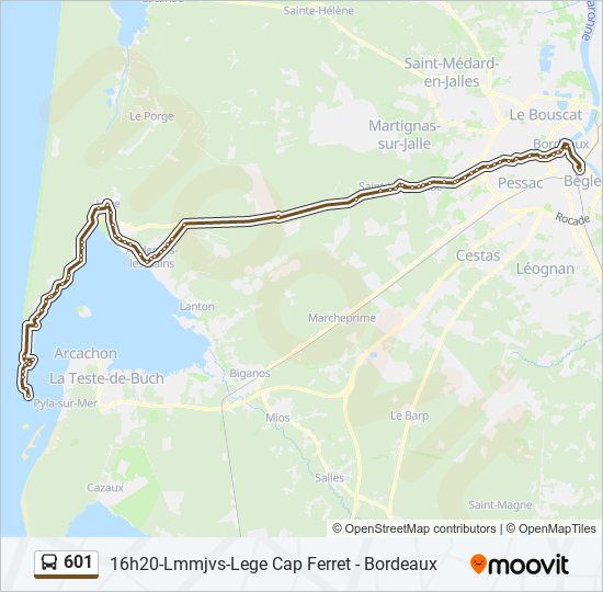 Mapa de 601 de autobús