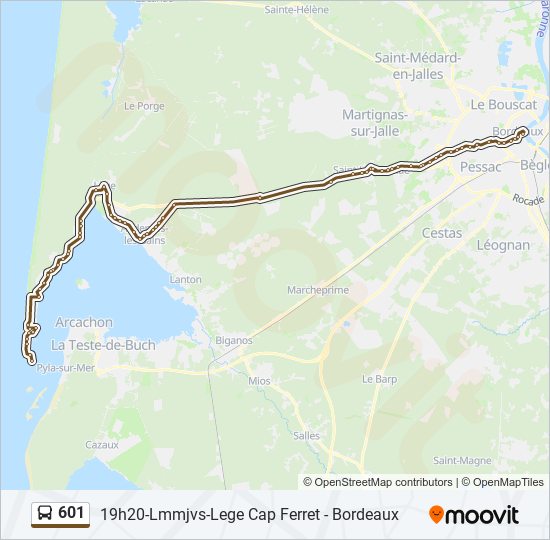 601 bus Line Map